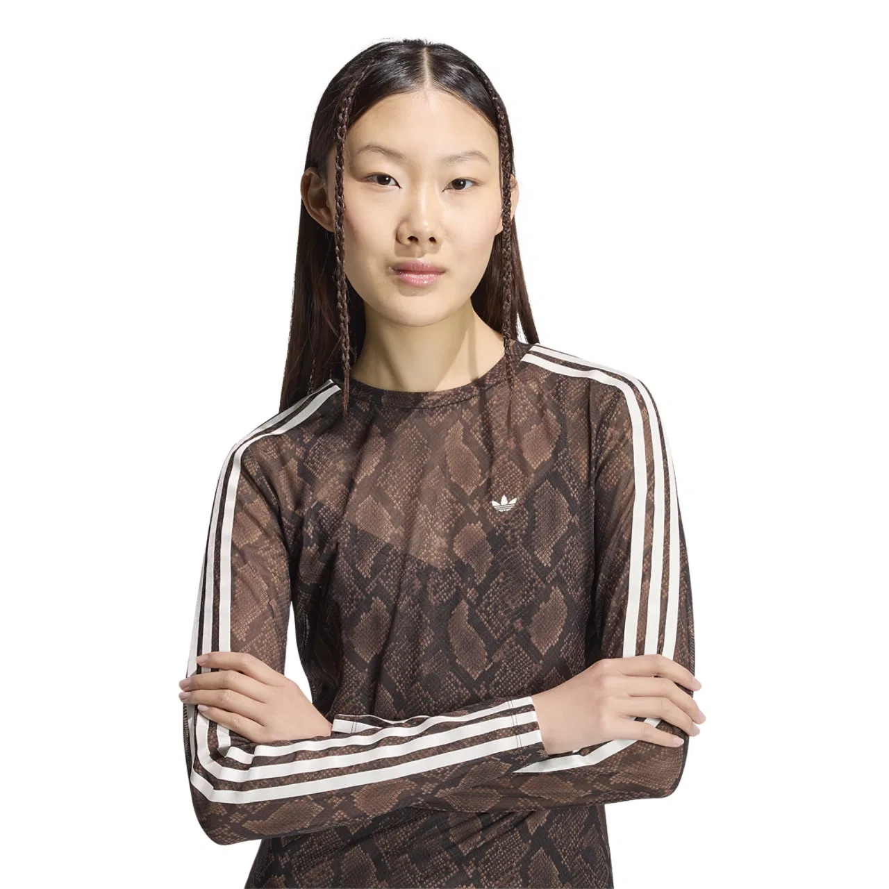 Женское макси-платье с принтом змеи Adidas Snake Print Maxi Dress, черный/коричневый — фото 3