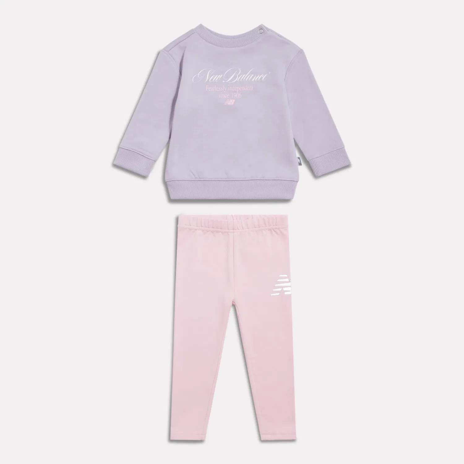Детский комплект из свитшота и леггинсов с принтом Script Graphic New Balance, Smoked Violet