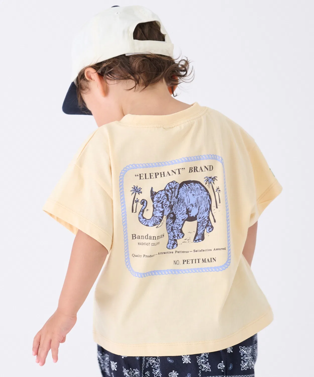 Детская футболка с принтом слона ELEPHANT petit main, Cream