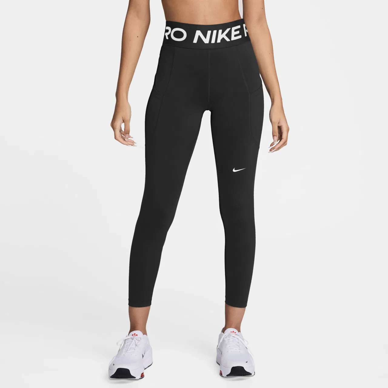 Женские леггинсы с высокой посадкой, с боковыми карманами, Nike Pro Dri-FIT High Rise SCLPT 7/8, Nike, White/Black