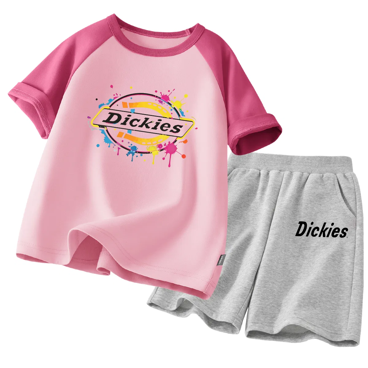 Детский спортивный комплект с круглым вырезом, дышащий, Dickies, Spray Jasper White+Slim K Gray — фото 3