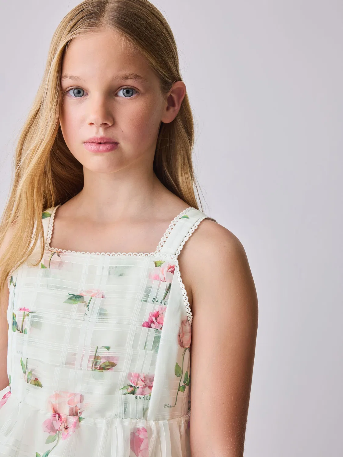 Платье миди из органзы с цветочным принтом, Burnout Organza Floral Tiered Baker by Ted Baker, белый — фото 4