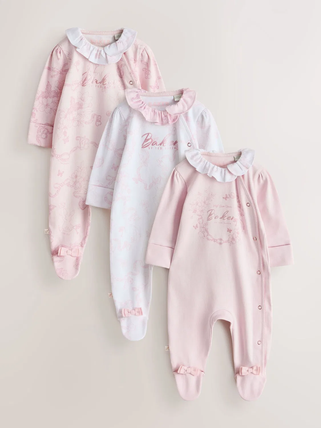 Комплект боди 3шт, хлопок Baker by Ted Baker, розовый