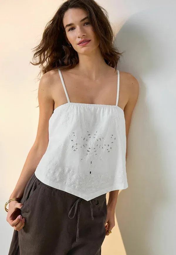 Топ с вышивкой Regular fit Next, white, белый