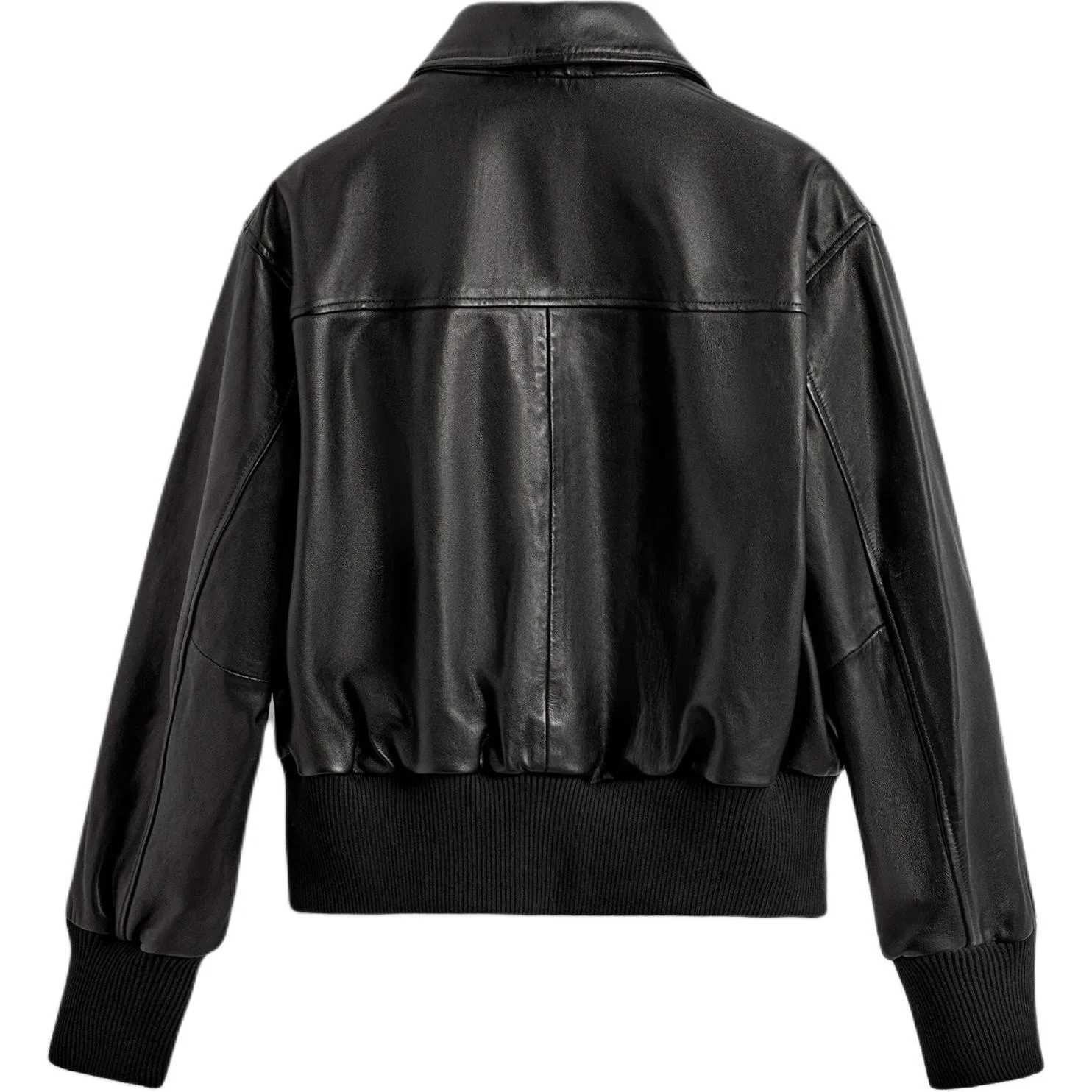 Мужская куртка из натуральной кожи с лацканами Black ZARA, Black — фото 3