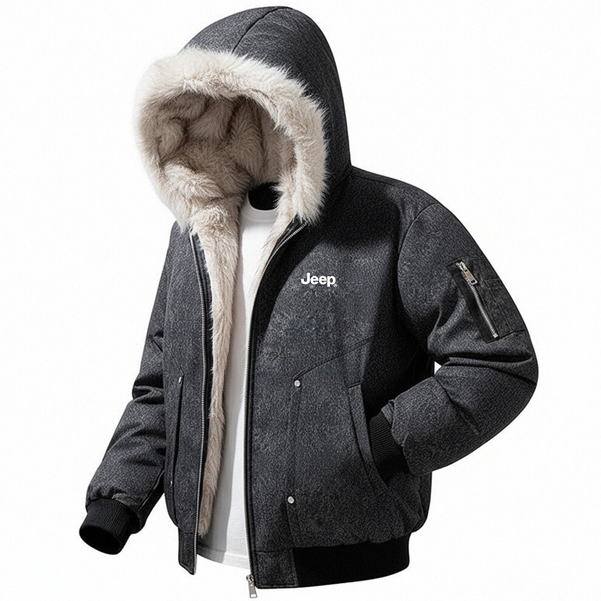 

Пуховик Unisex Hooded Thickened Jeep, obsidian черный