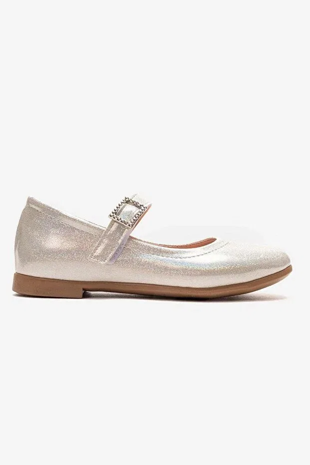 Детские балетки для девочек с принтом Beret with stones buckled children ballet flats sim Ccway Ayakkabi, Powder — фото 2