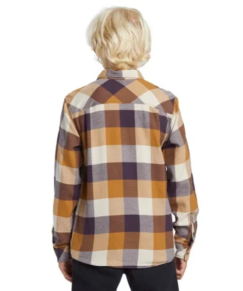 Детская рубашка в клетку с длинным рукавомQuiksilver MOTHERFLY CLASSIC FLANNEL YTH, Коричневый — фото 2