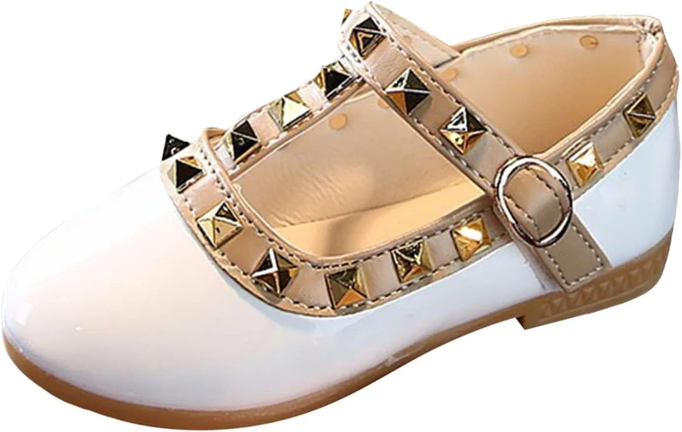 Детские туфли для девочек с блестками Mary Jane Flat Low Heel Princess Dress Shoes, White