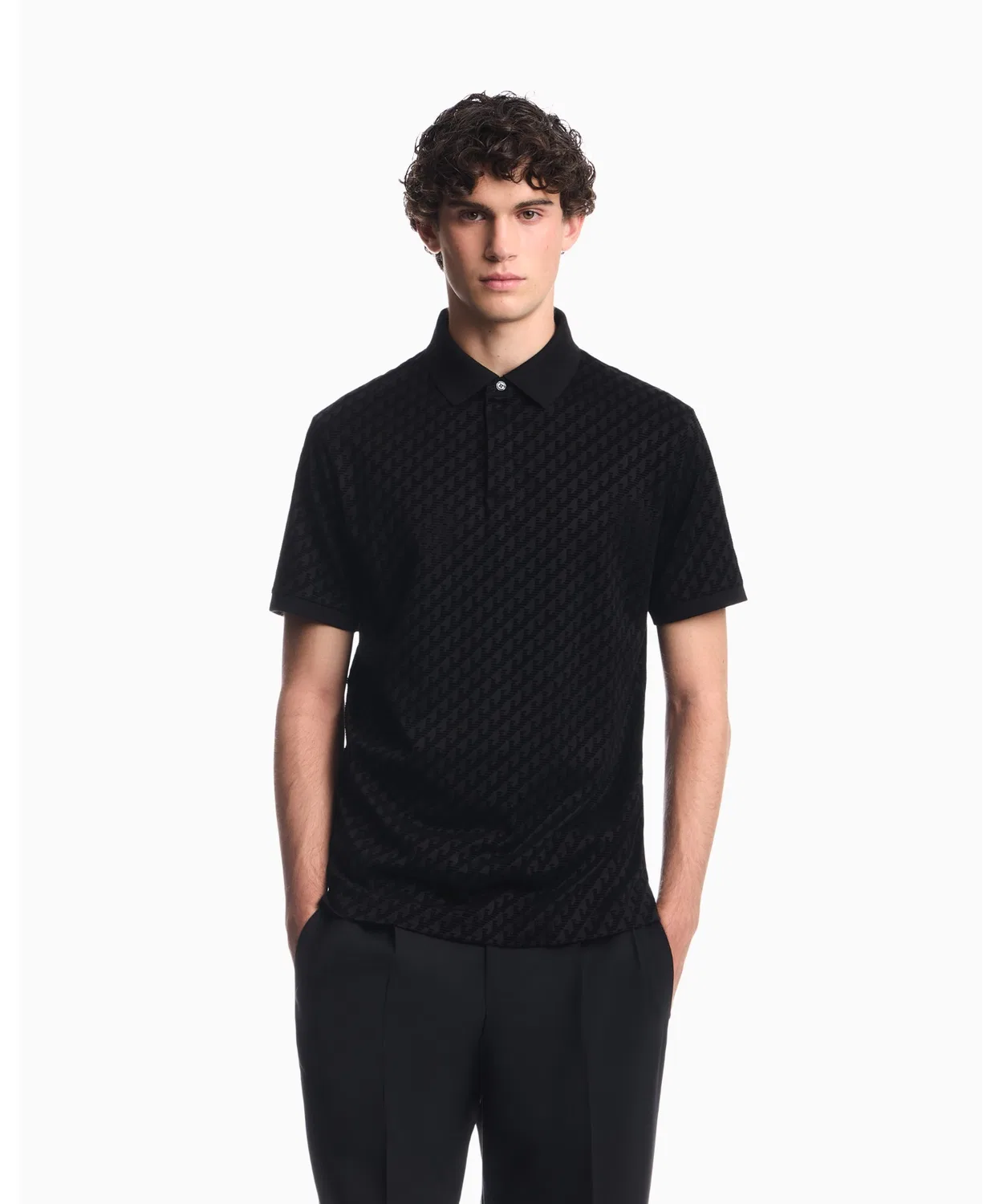 Мужской поло с принтом Regular Fit EMPORIO ARMANI, Black