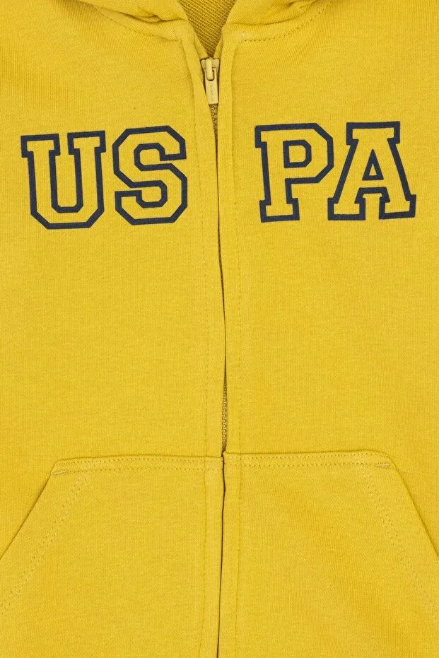 Детская кофта с капюшоном на молнии U.S. Polo Assn., Dark Yellow — фото 3