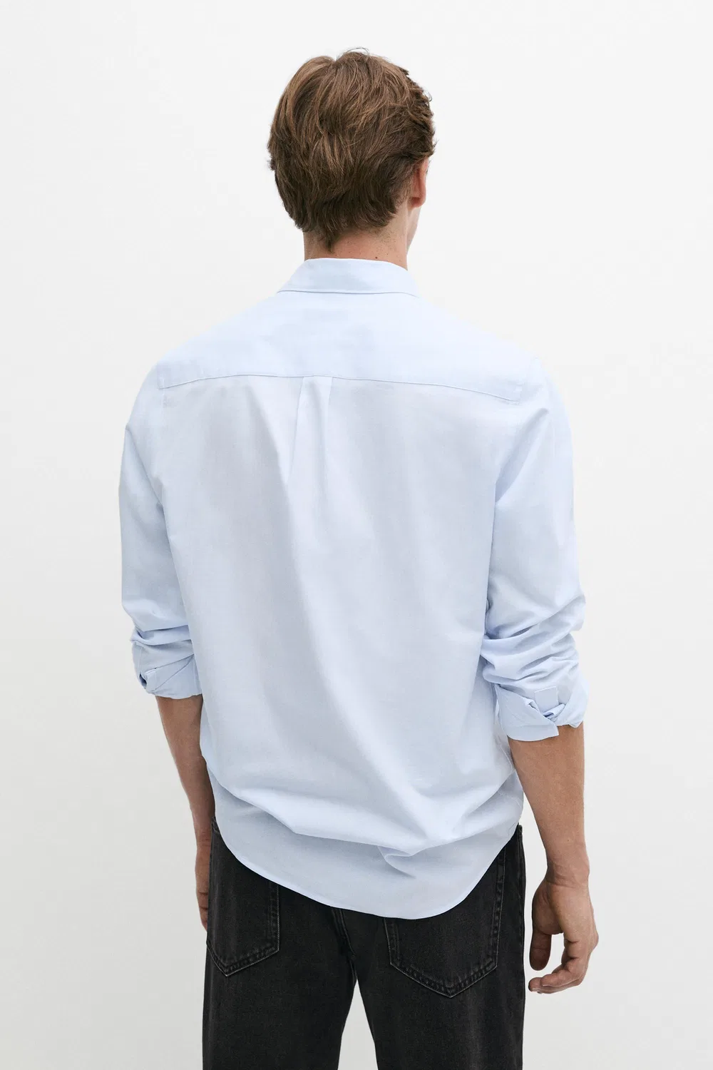 Рубашка Massimo Dutti 100% Cotton Regular Fit, небесно-голубой — фото 4