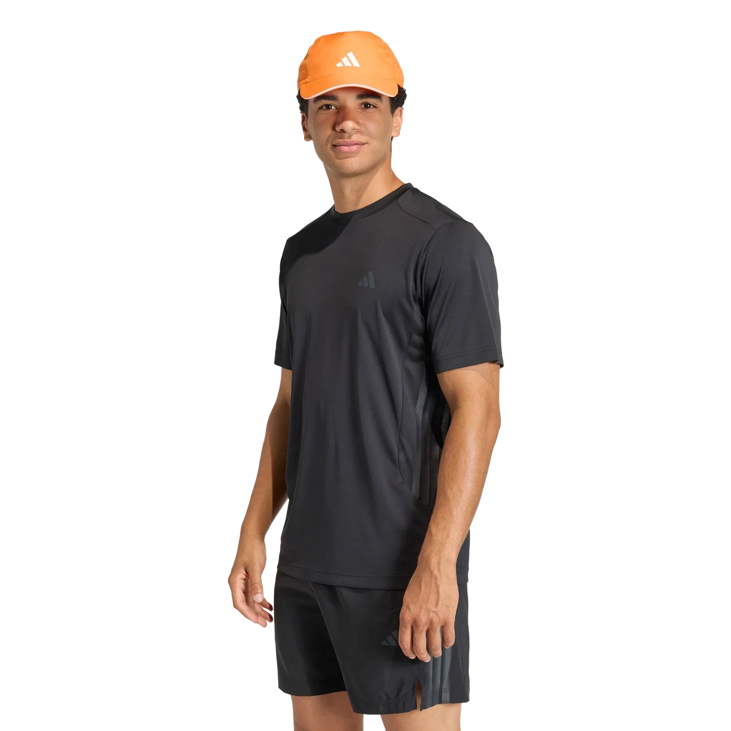 Мужская спортивная футболка с тремя полосками Adidas, черный — фото 2