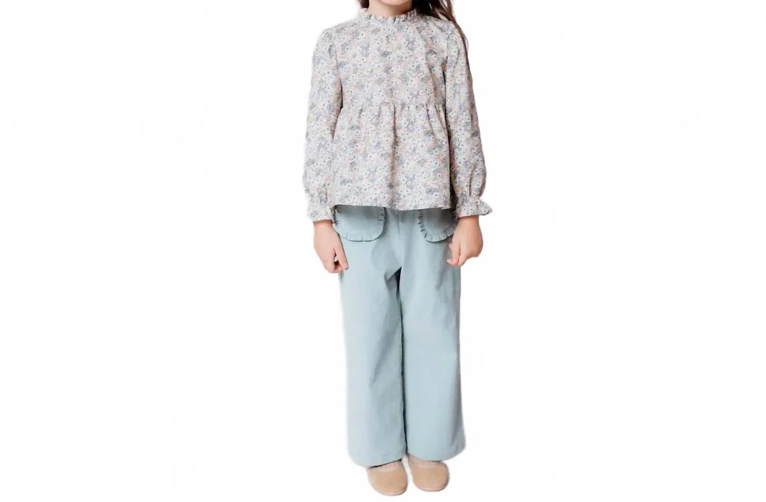 Детская хлопковая блузка с цветочным принтом Viella Floral Blouse Fina Ejerique, зеленый — фото 2