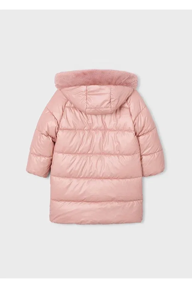 Детское пальто для девочек с искусственным мехом Mayoral, Pink — фото 2