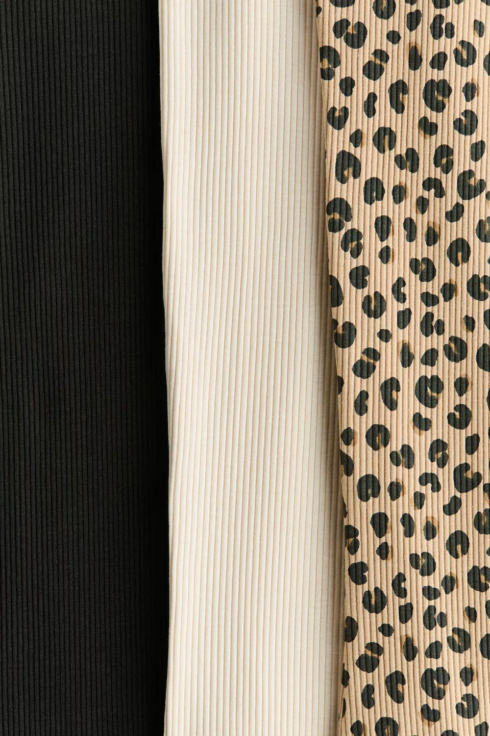 Комплект из 3 расклешенных леггинсов с оверлочной обработкой низа H&M, Beige/Leopardenprint — фото 2