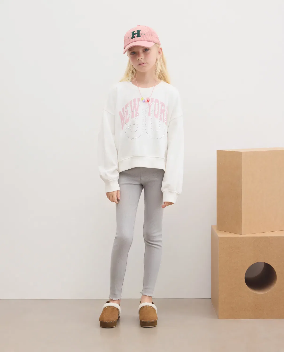 Детские леггинсы для девочек хлопковые из рибаны Kids El Corte Inglés, Gris Claro
