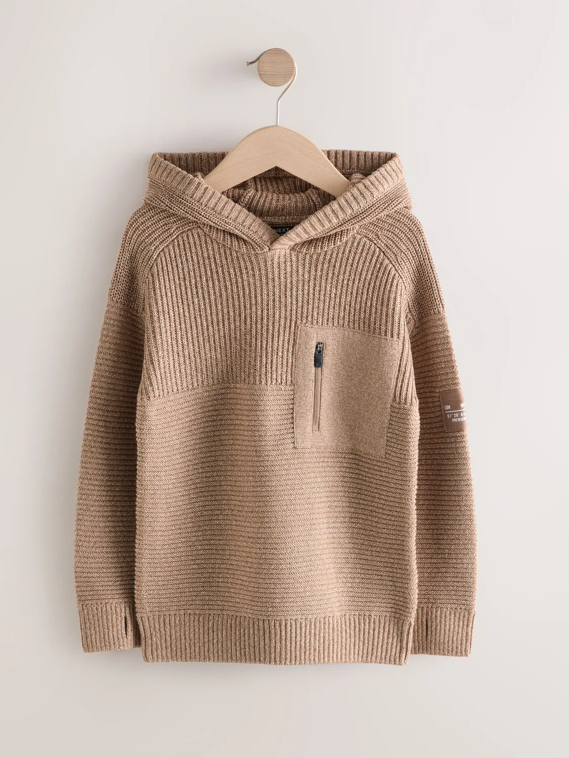 Худи утилитарное вязаное, модель Utility Knitted Hoodie Next, цвет Tan Brown
