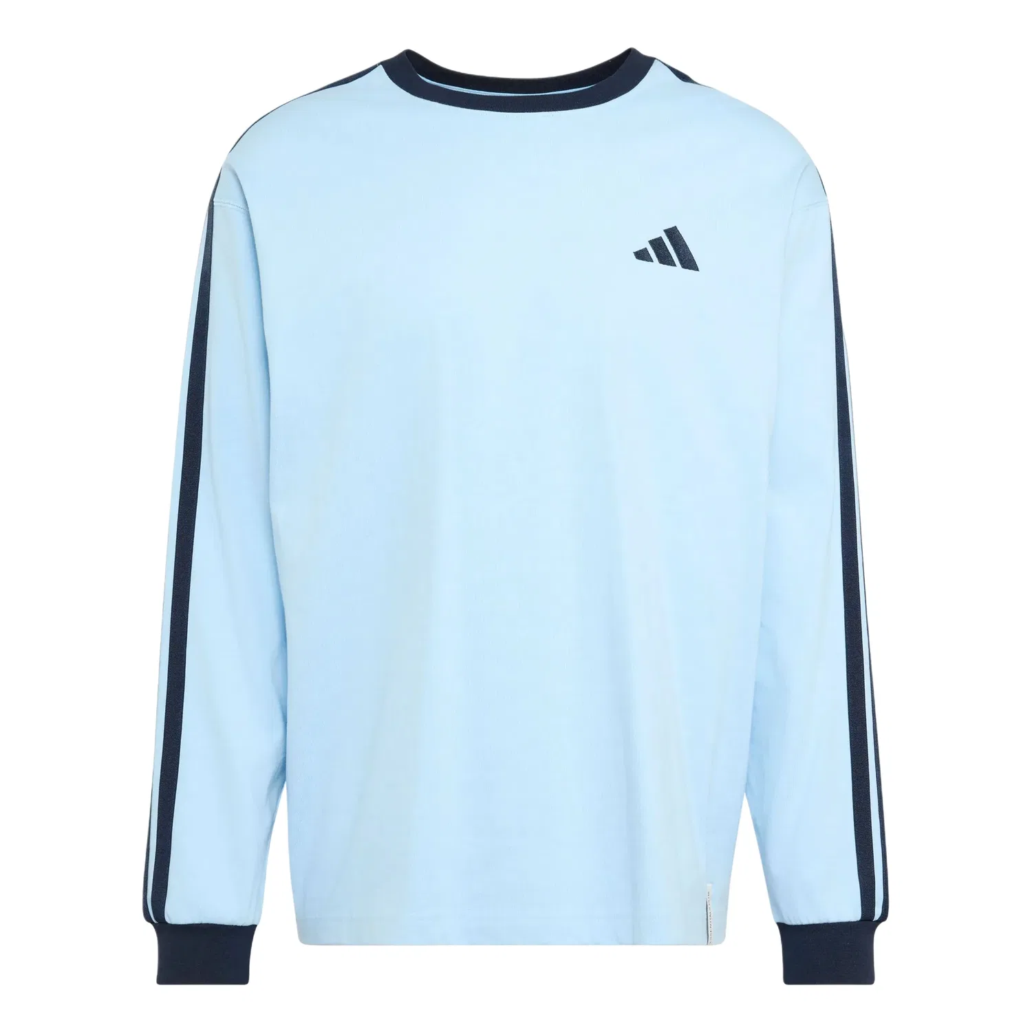 Мужская футболка Essential Plus Loose Fit 3-Stripes Long Sleeve T-Shirt 'Clear Sky' adidas, Clear Sky