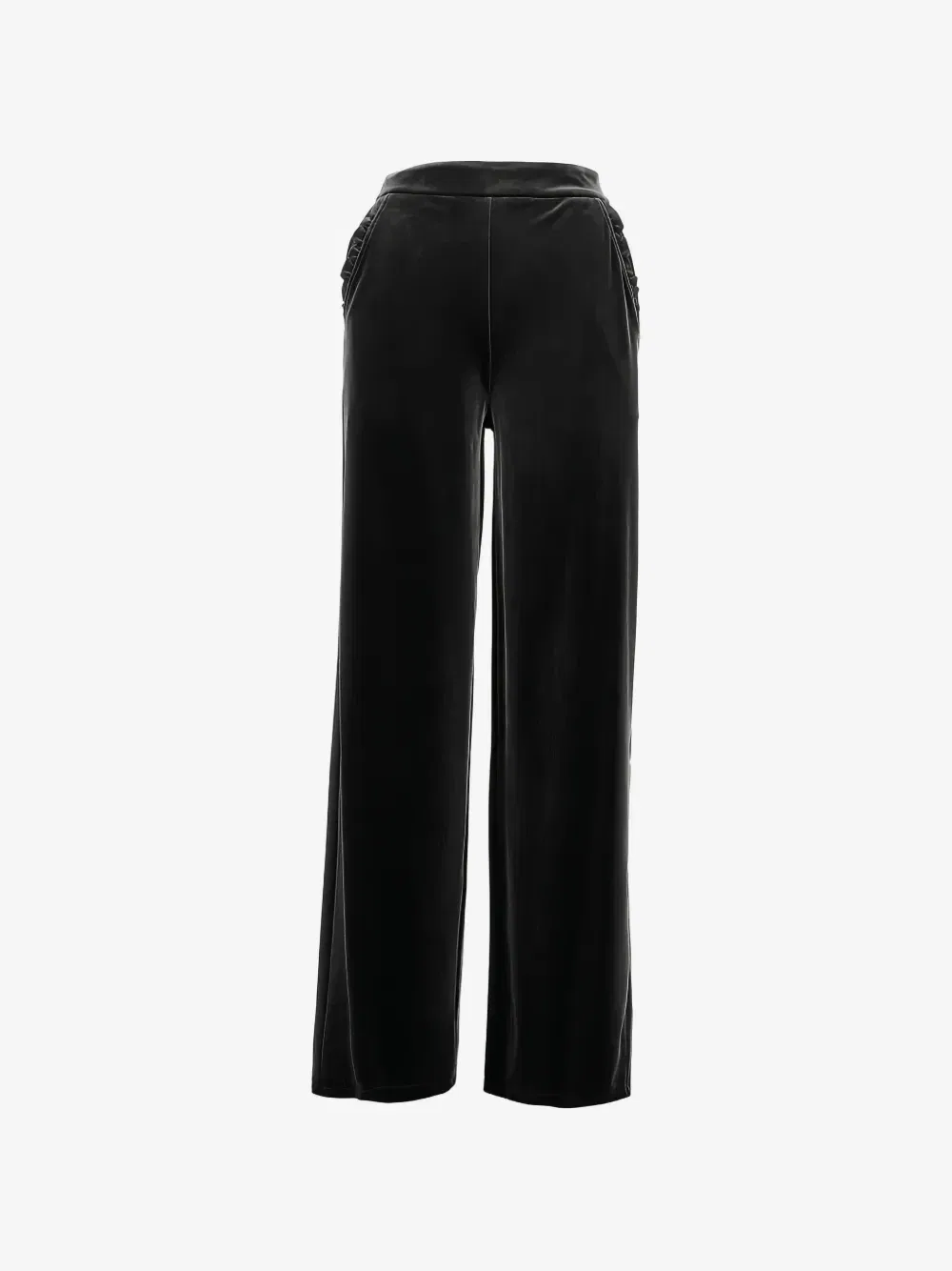 Брюки из бархата с оборками EMPORIO ARMANI, черный