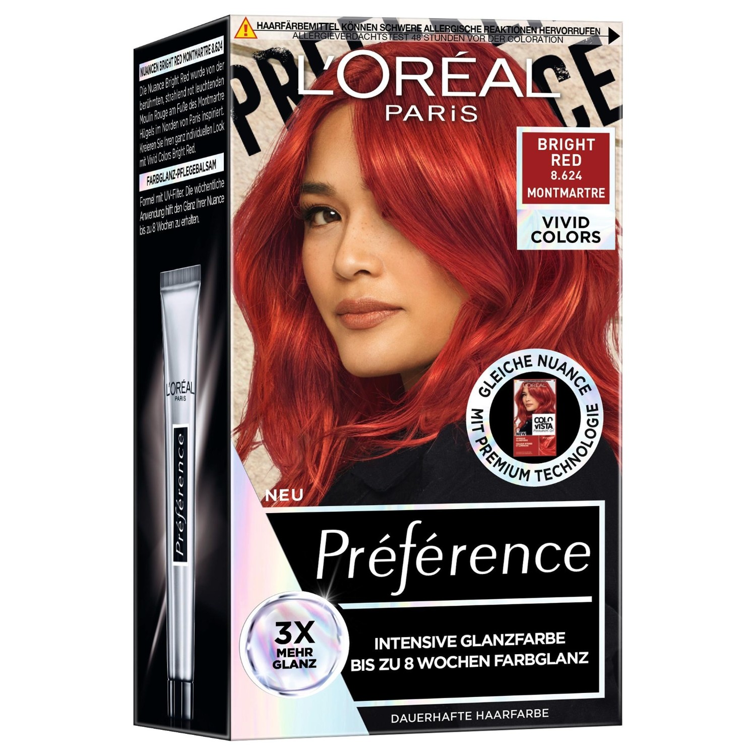 

Краска для волос preference vivid colors Loreal Paris, nr. 8.624 - bright red, количество 1 шт.