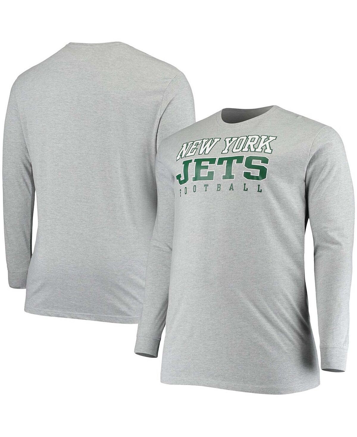 

Мужская футболка с длинным рукавом new york jets practice серого цвета большого и высокого роста Fanatics, мульти
