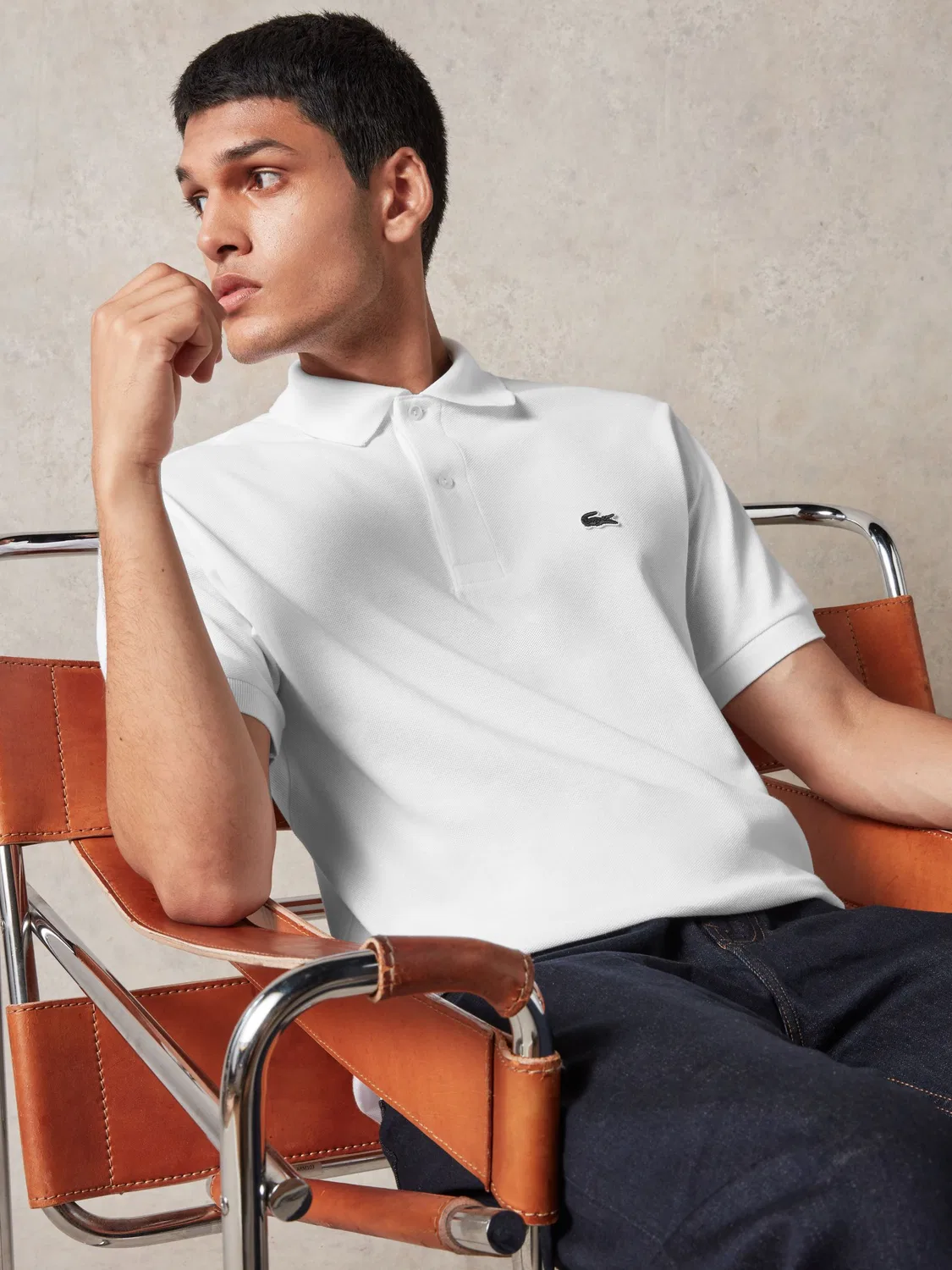 Поло, классическая модель L.12.12 Lacoste, белый