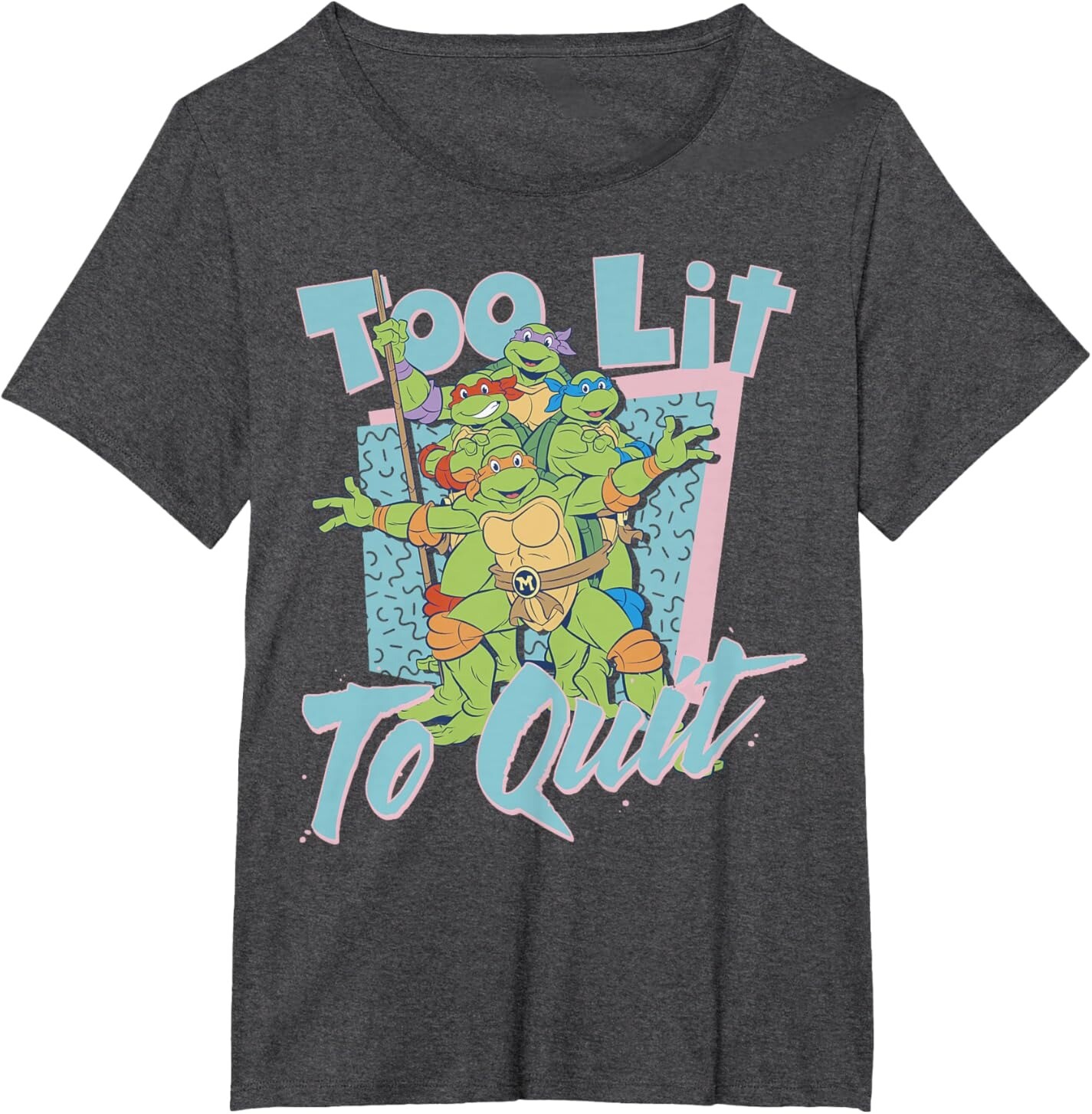 

Женская футболка Teenage Mutant Ninja Turtles Too Lit To Quit, Plus Size, темно-серый вереск