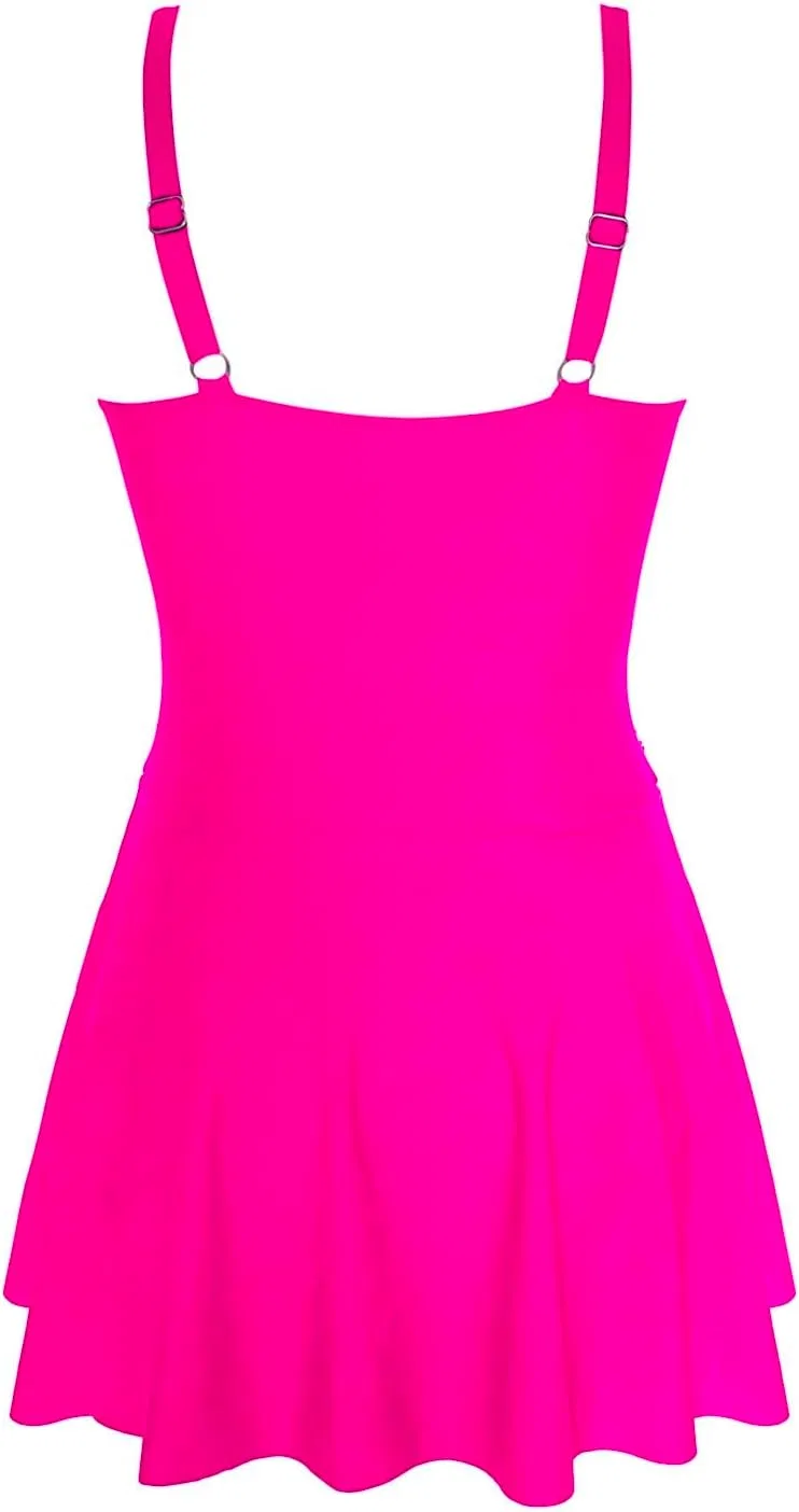 Женский слитный купальник с V-образным вырезом и рюшами Hot Pink — фото 4
