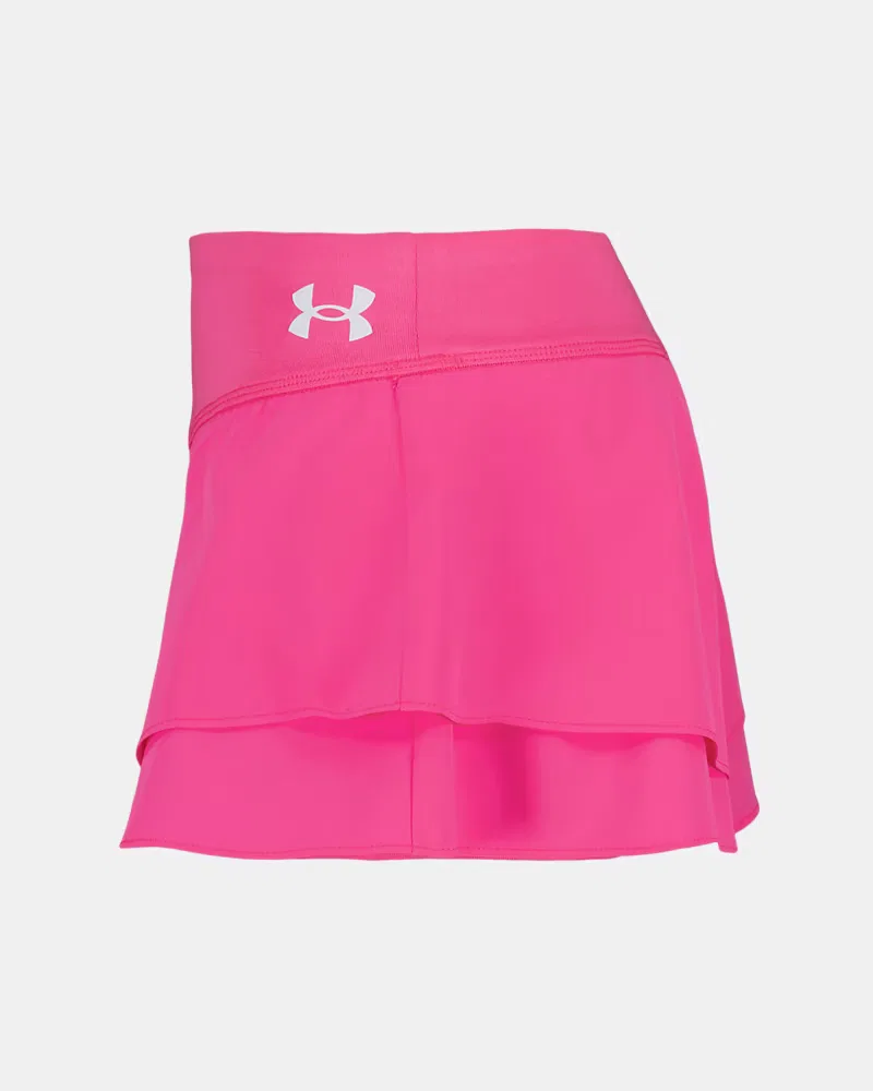 Детские шорты для девочек с влагоотводящей тканью UA Flare Tiered UnderArmour, Pink Rave/White — фото 4