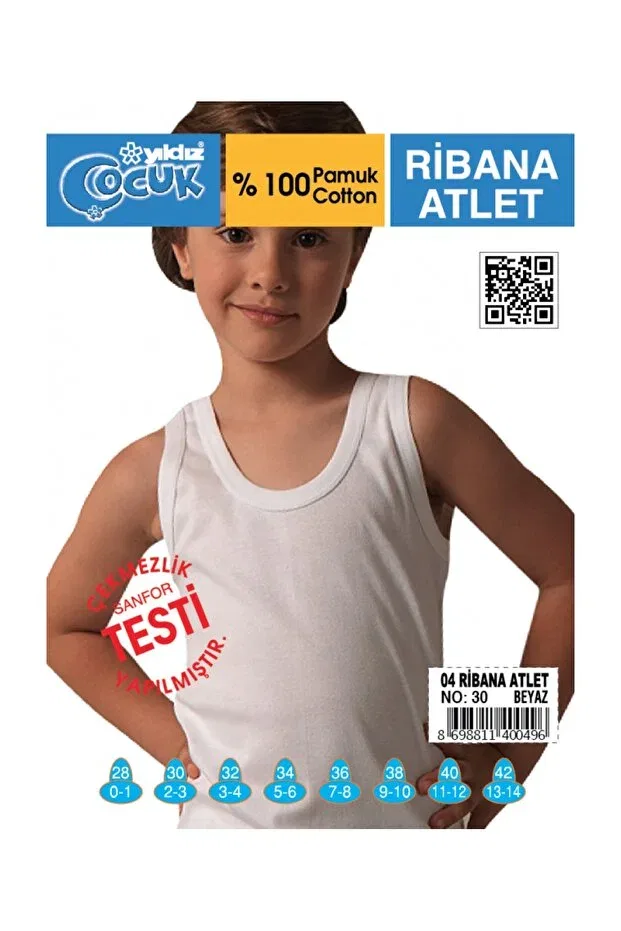 Детское для мальчиков белье с бретелями Pack of 6 cotton ribbed boy's white undershirt q04 Yildiz, White — фото 2