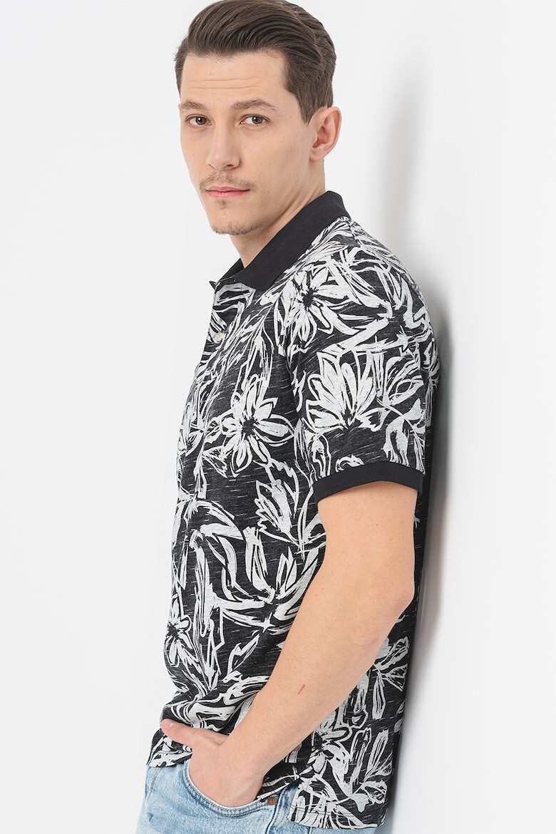 

Футболка с воротником и принтом Jack & Jones, черный