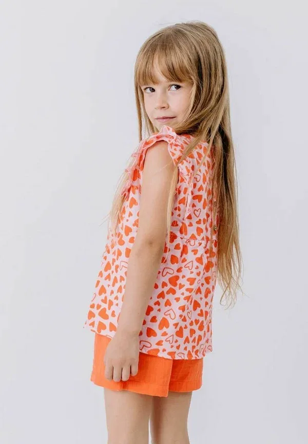 Блуза с принтом Little big hearts Walkiddy Pink, розовый — фото 2