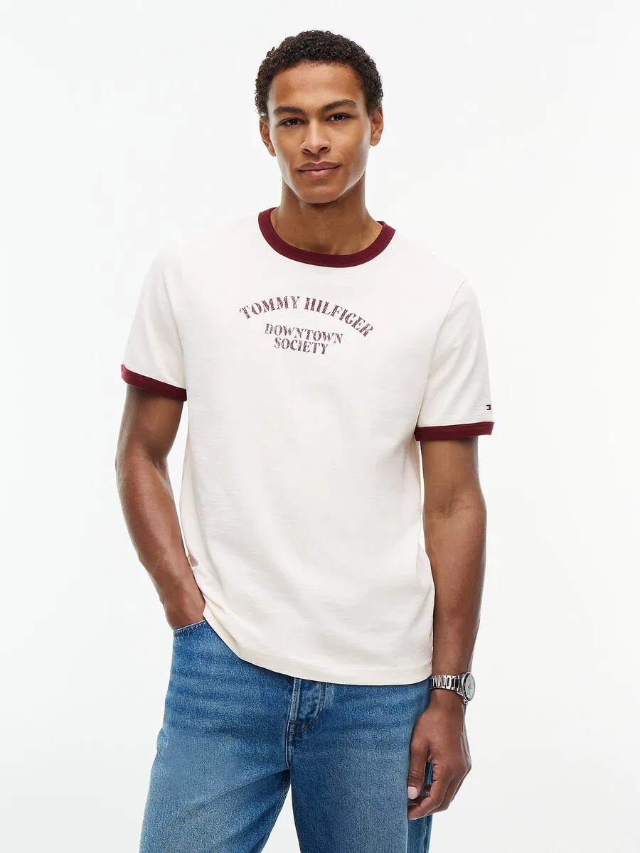 Футболка TOMMY HILFIGER Ringer из белой шерсти — фото 2