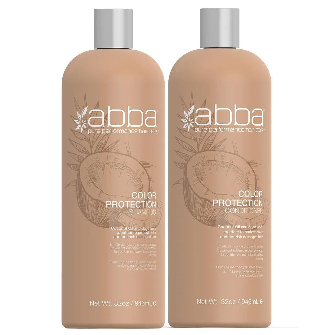 ABBA - Набор из шампуня и кондиционера Pure Color Protection для придания блеска и питания волос - с кокосовым маслом и шалфеем, по 950 мл каждый.