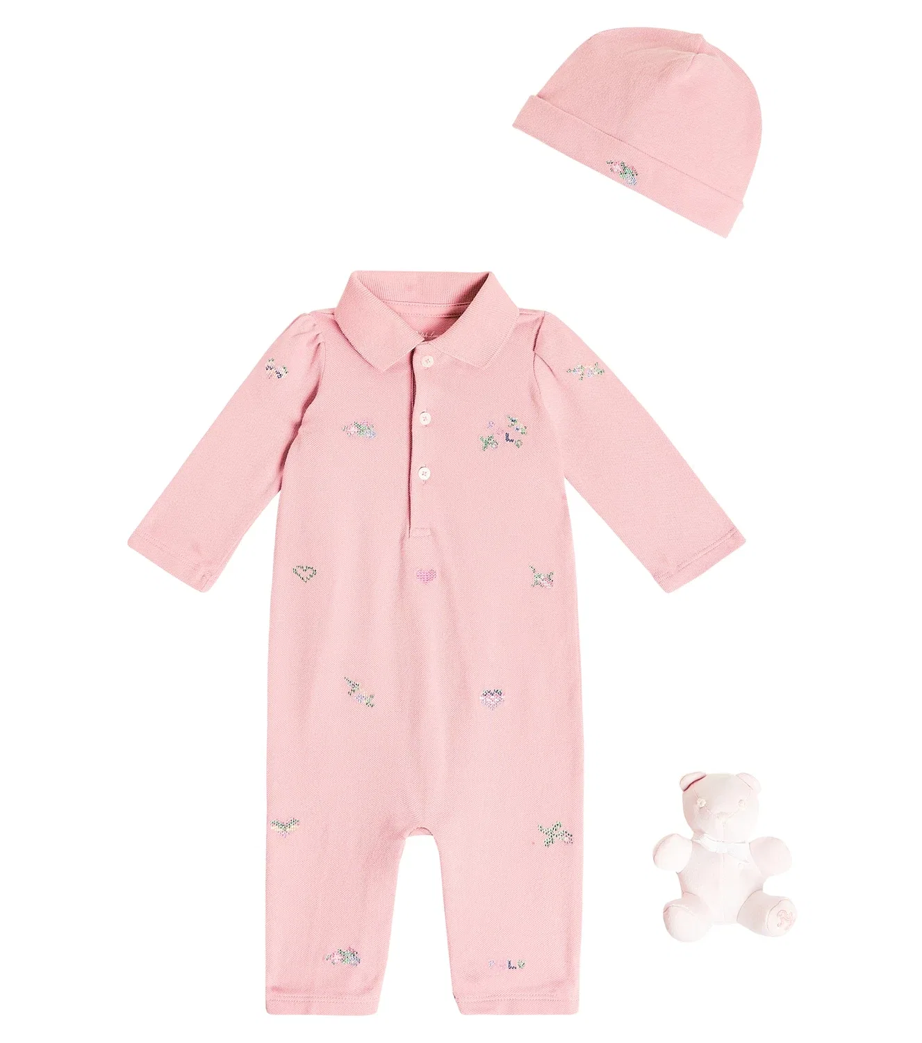 Комплект для новорожденных с плюшевым медвежонком Polo Ralph Lauren Kids, розовый