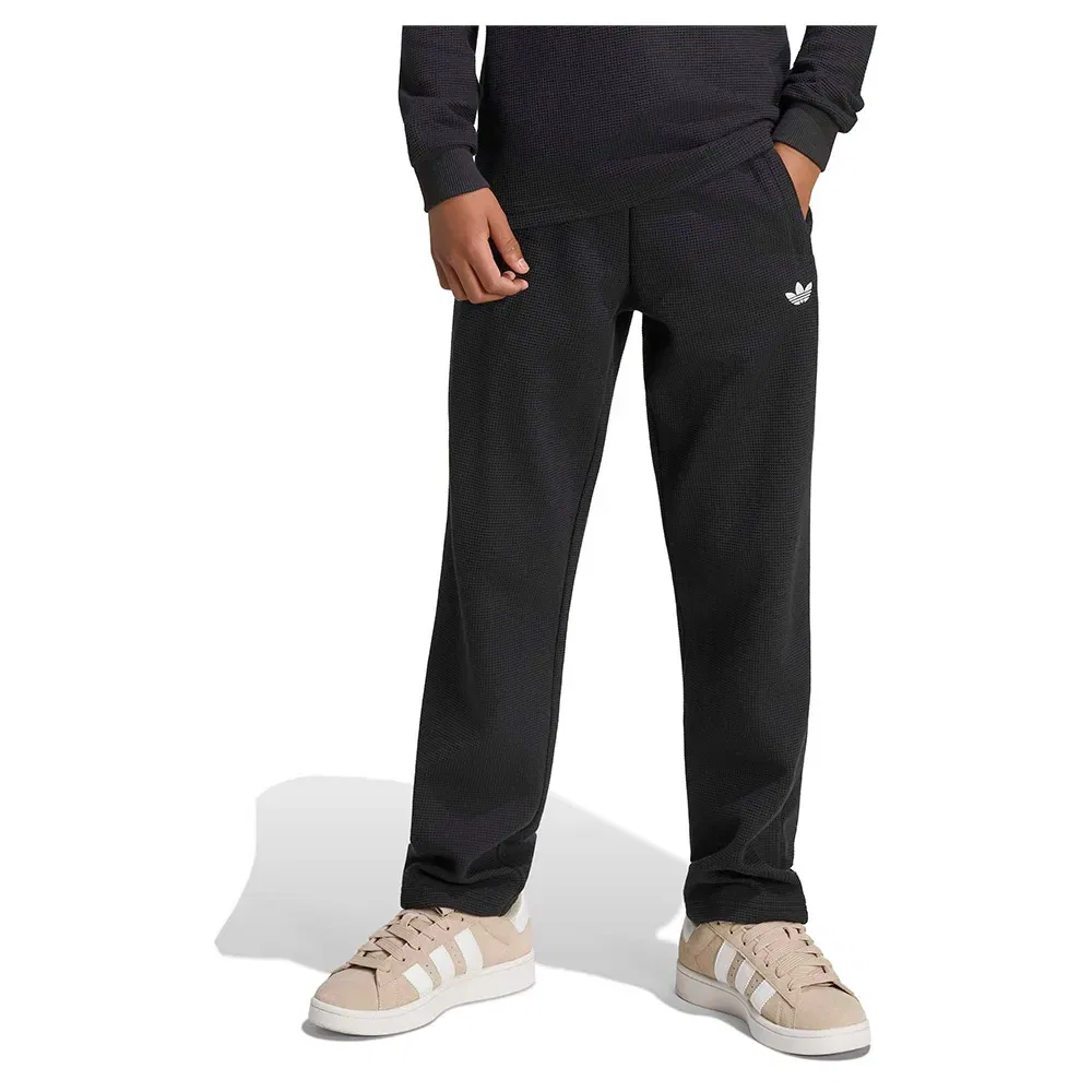 Детские спортивные брюки свободного кроя с вафельной текстурой Adidas Originals, Black