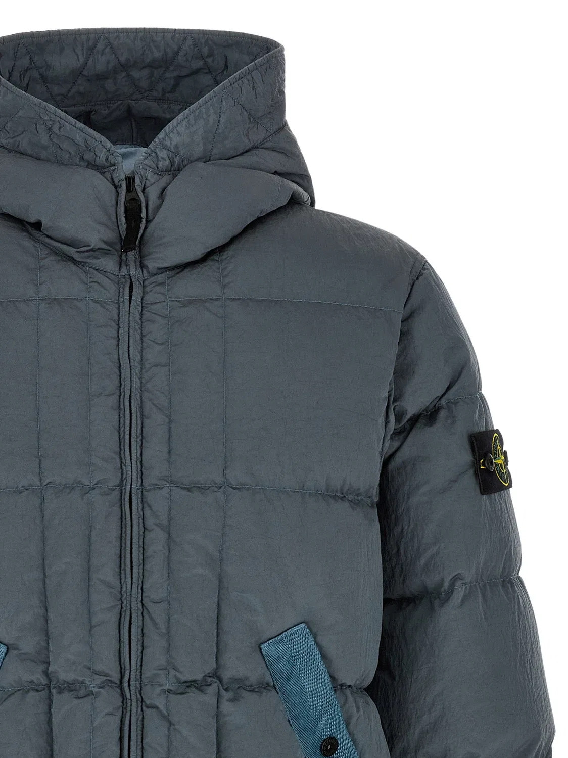 Пуховик с эффектом помятости Stone Island, серый — фото 3