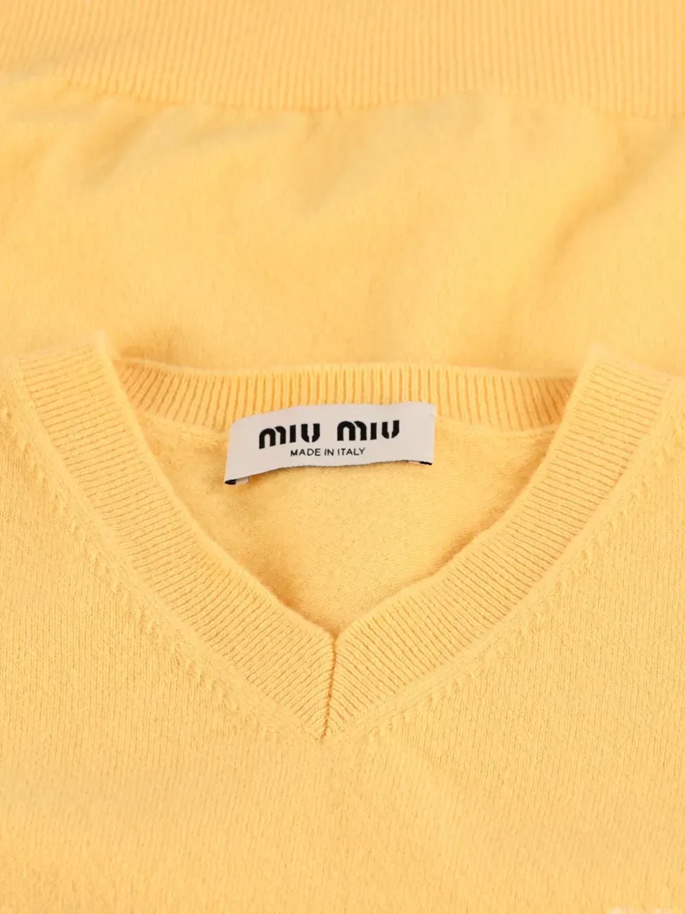 Шерстяной кардиган с V-образным вырезом MIU MIU, желтый — фото 3