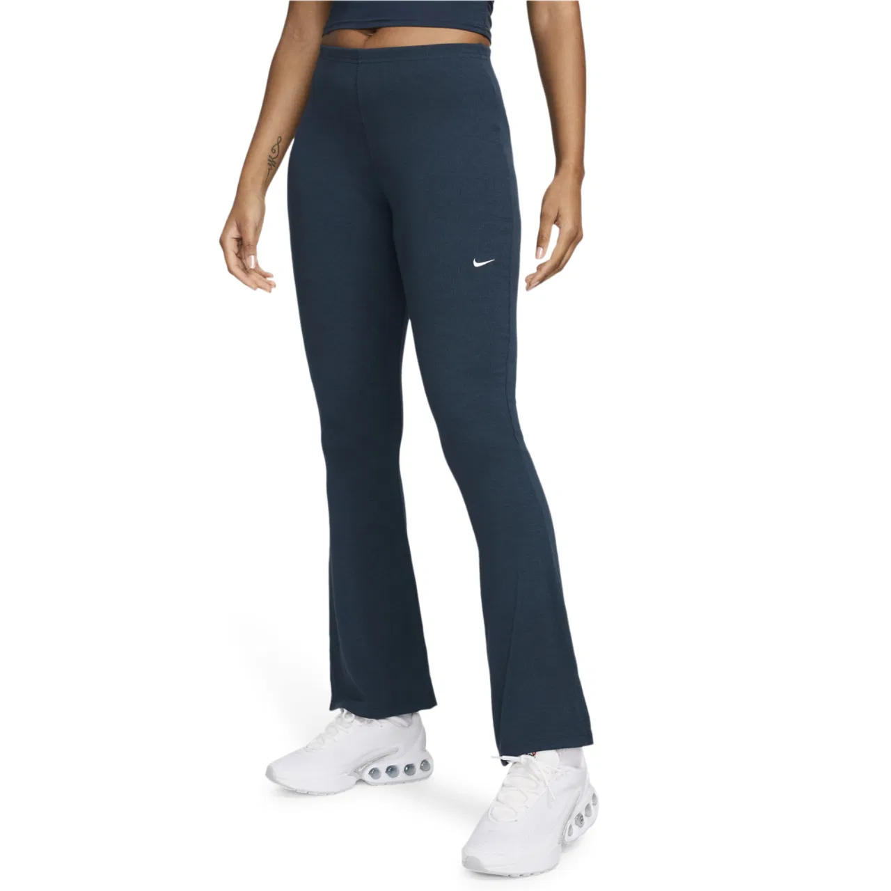 Женские брюки Chill Knit Medium Rib Flare Nike, цвет Armory Navy/Sail
