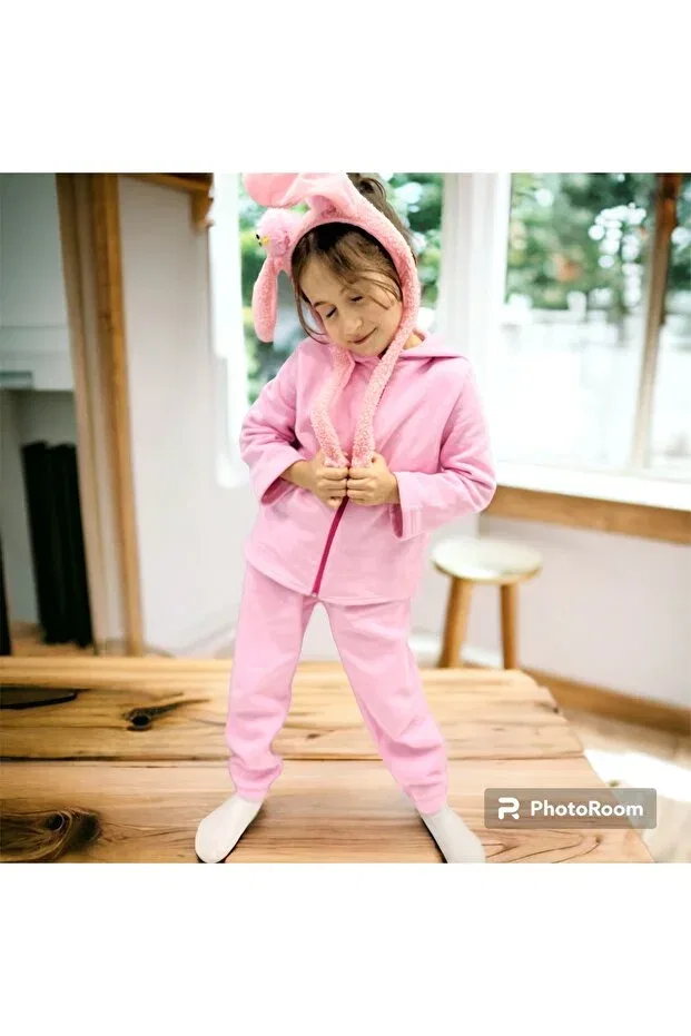 Детский спортивный костюм из футера с капюшоном Sportswear Bebeu, Pink — фото 2