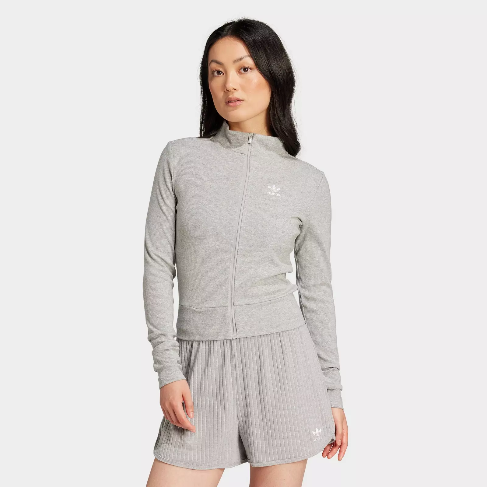 

Толстовка Women's adidas Originals Essentials Ribbed Full-Zip Track, серый