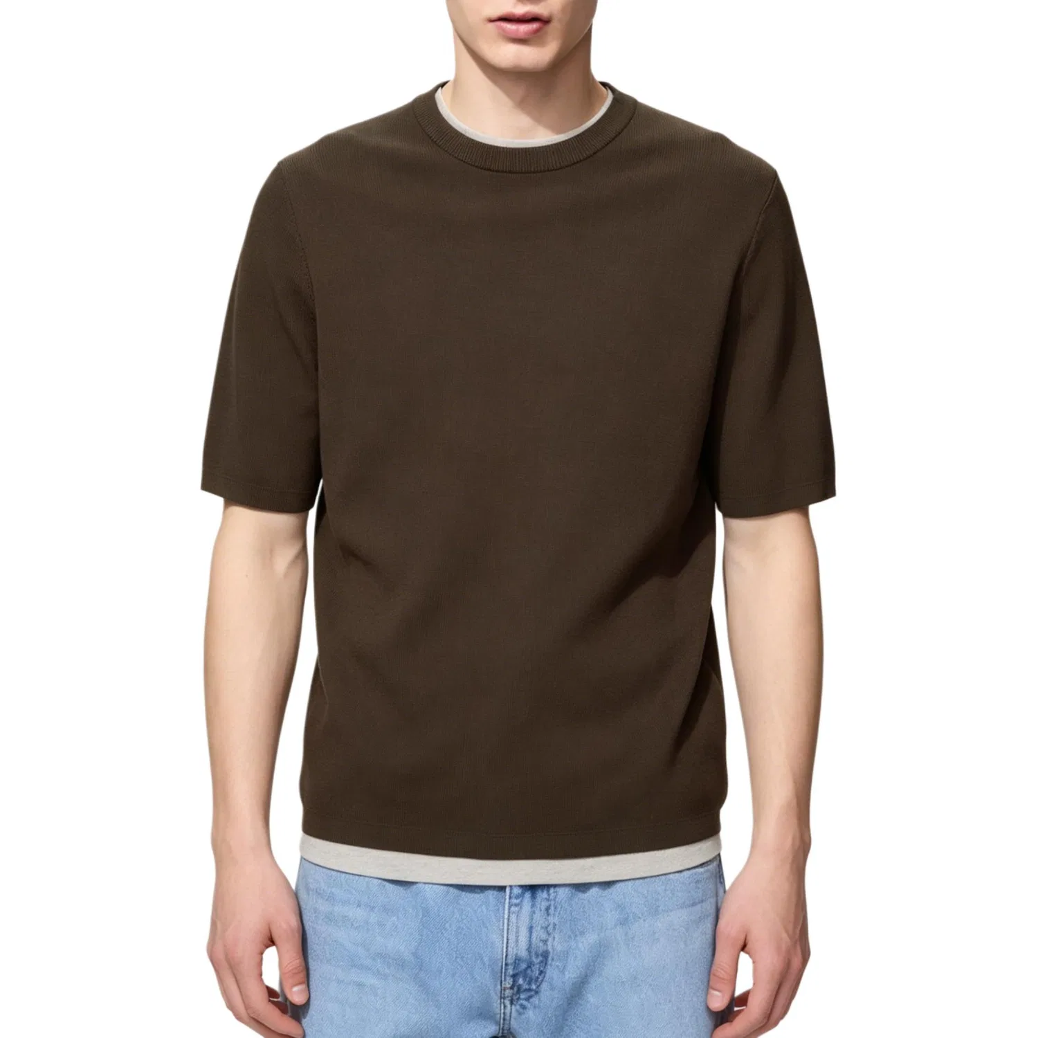 Детский свитер с круглым вырезом Dark Brown UNIQLO