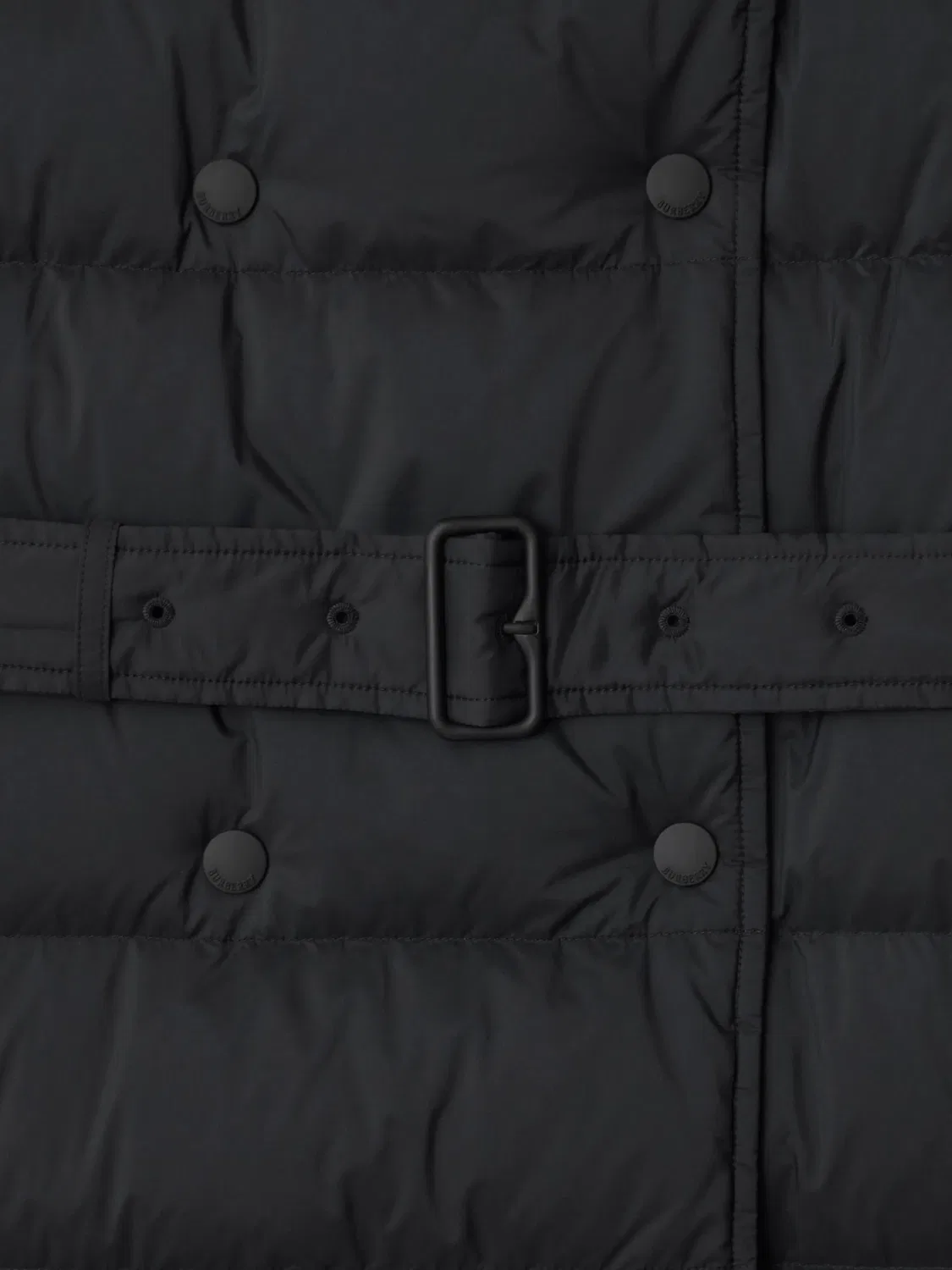 Пуховое двубортное пальто, черное Burberry, черный — фото 2