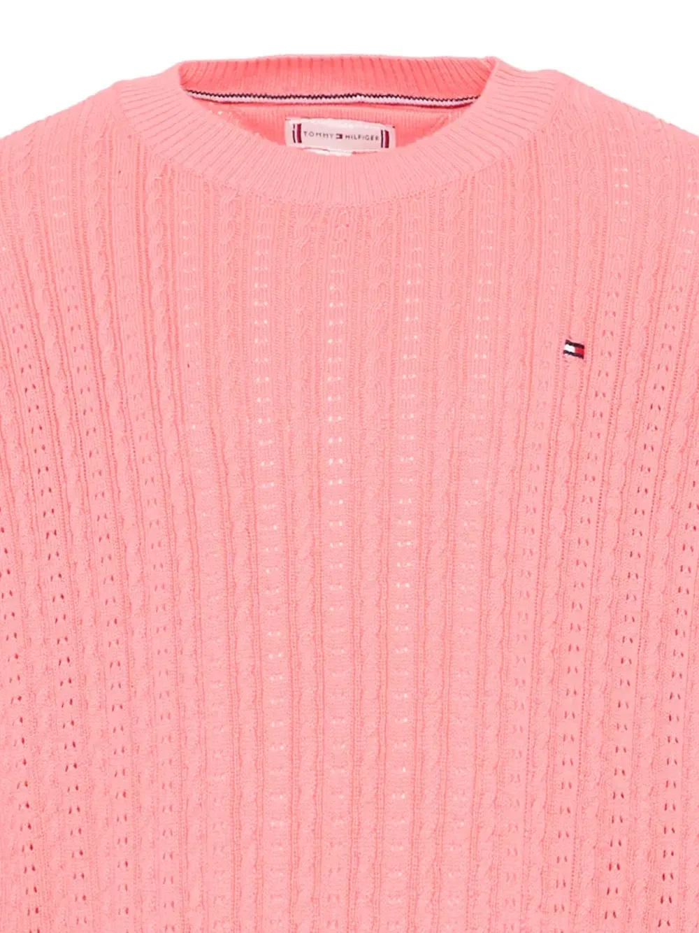 Свитер ажурной вязки Tommy Hilfiger Junior, розовый — фото 3