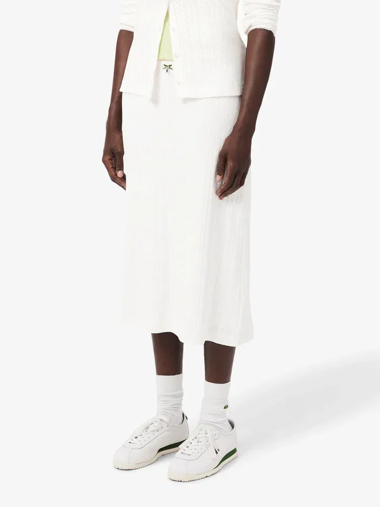Юбка миди LACOSTE White, из хлопка, белого цвета — фото 2