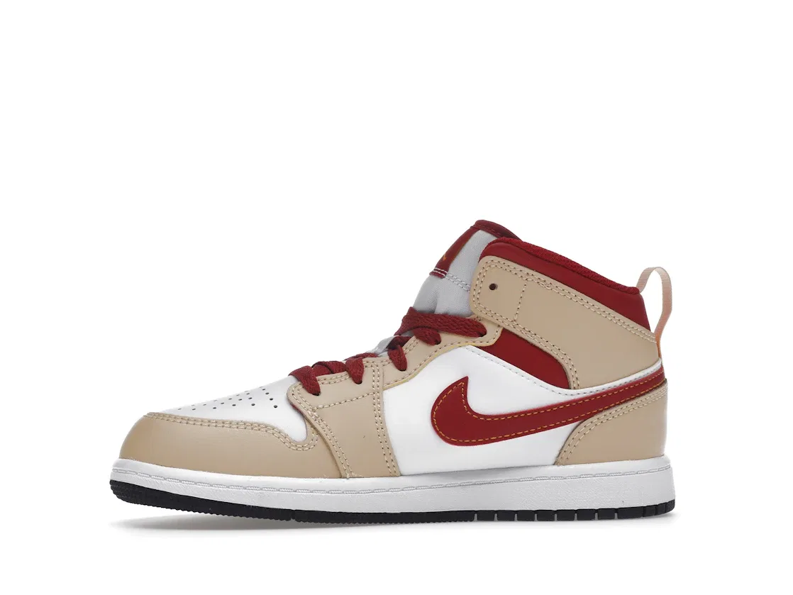 Детские кроссовки Lifestyle Jordan 1 Mid, White Onyx/White/Cardinal Red/Light Curry — фото 3