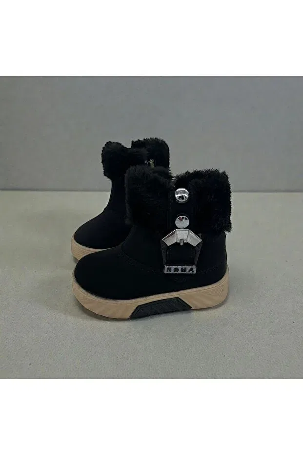 Детские ботинки для девочек с мехом Rexba, Black