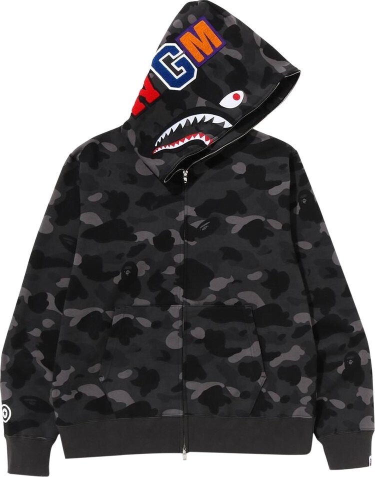 

Худи BAPE Color Camo Shark Full Zip Hoodie 'Black', черный