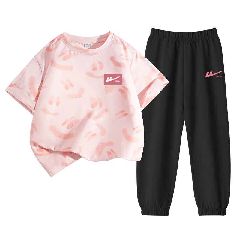 Детский спортивный комплект с принтом Pink/H White Logo Foundation K-Black/H Label Pink K WARRIOR